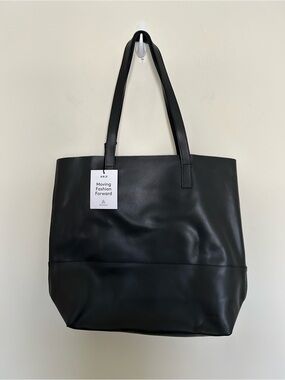 Able Mamuye Classic Tote Smooth Black Leather Tote Bag NEW